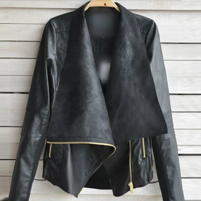 2020 New Ladies PU Leather Cropped Jacket Women Open Blazer Long Sleeve Zipper Draped Coat Slim-Fit Double Lapel Chic Small
2020 New Ladies PU Leather Cropped Jacket Women Open Blazer Long Sleeve Zipper Draped Coat Slim-Fit Double Lapel Chic Small
