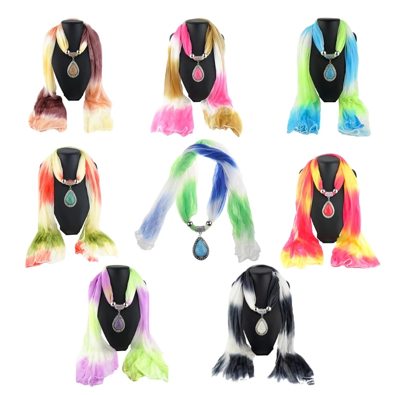 Women Gradient Color Water Drop Pendant Jewelry Scarves Ombre Chiffon Necklace 
Women Gradient Color Water Drop Pendant Jewelry Scarves Ombre Chiffon Necklace