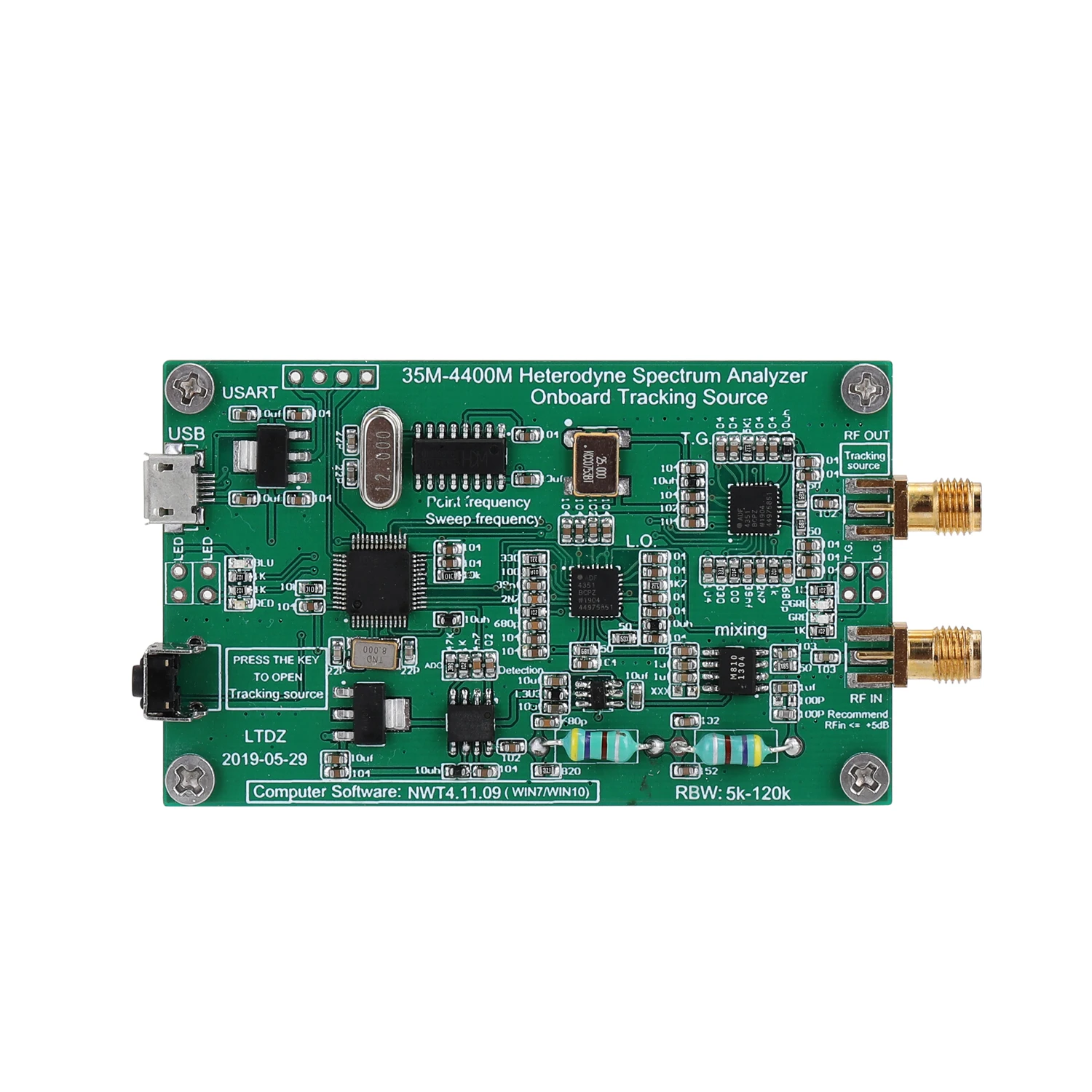 USB LTDZ 35-4400M Spectrum Signal Source Spectrum Analyzer RF Frequency Domain Analysis Tool with Tracking Source Module
USB LTDZ 35-4400M Spectrum Signal Source Spectrum Analyzer RF Frequency Domain Analysis Tool with Tracking Source Module