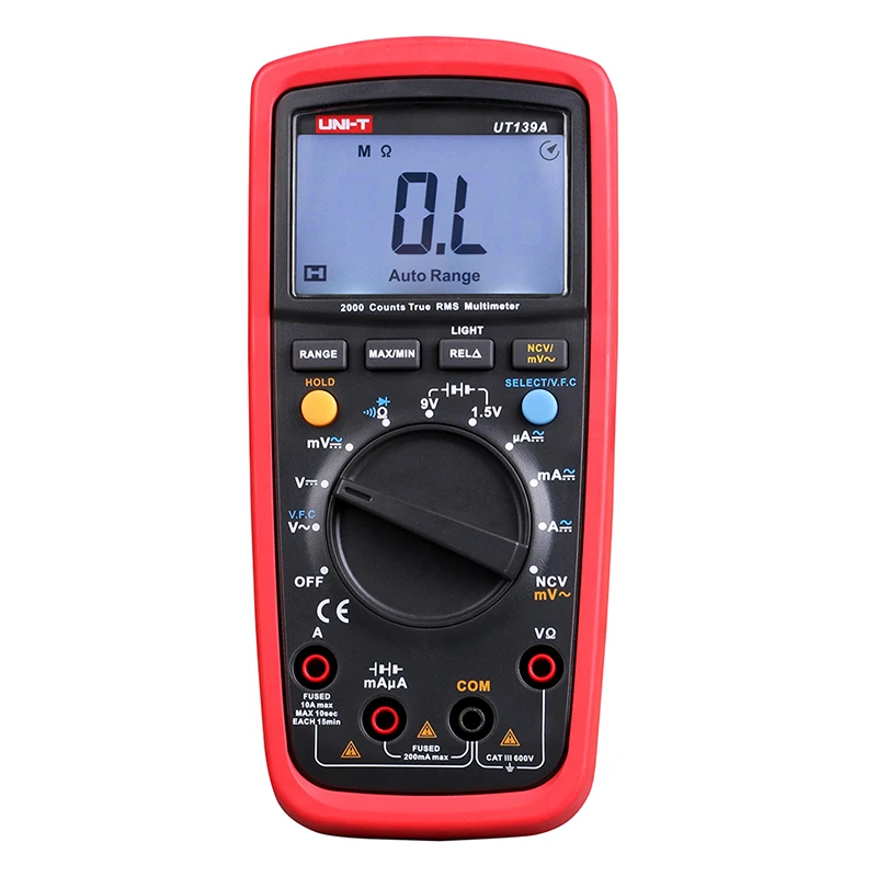 UNI-T UT139A True RMS Digital Multimeter Auto Range AC/DC Amp/Volts Ohm Tester with Data Hold, NCV,and Battery Test
UNI-T UT139A True RMS Digital Multimeter Auto Range AC/DC Amp/Volts Ohm Tester with Data Hold, NCV,and Battery Test