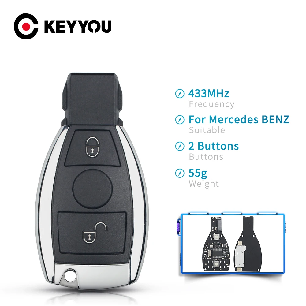 KEYYOU 2 кнопки Smart Remote Key для Mercedes Benz 2000 год + Поддержка оригинальных NEC и BGA 315 МГц или