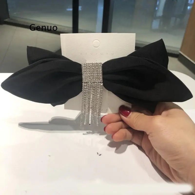 Women Satin Fashion Hairpin Rhinestone Tassel Big Bow Spring Top Clip Girls Simple Elegant Hair Accessories Knotted Barrettes
Women Satin Fashion Hairpin Rhinestone Tassel Big Bow Spring Top Clip Girls Simple Elegant Hair Accessories Knotted Barrettes
