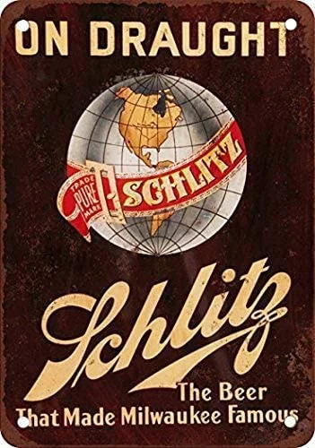 

Schlitz Beer on Draught Vintage Look Reproduction Metal Tin Sign 8X12 Inches