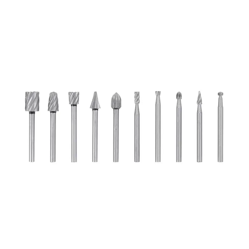10pcs HSS Tungsten Carbide Rotary Cutting Burr Set Grinder Bit 1/8 inch (m) Shank Woodworking Carving Tools
10pcs HSS Tungsten Carbide Rotary Cutting Burr Set Grinder Bit 1/8 inch (m) Shank Woodworking Carving Tools