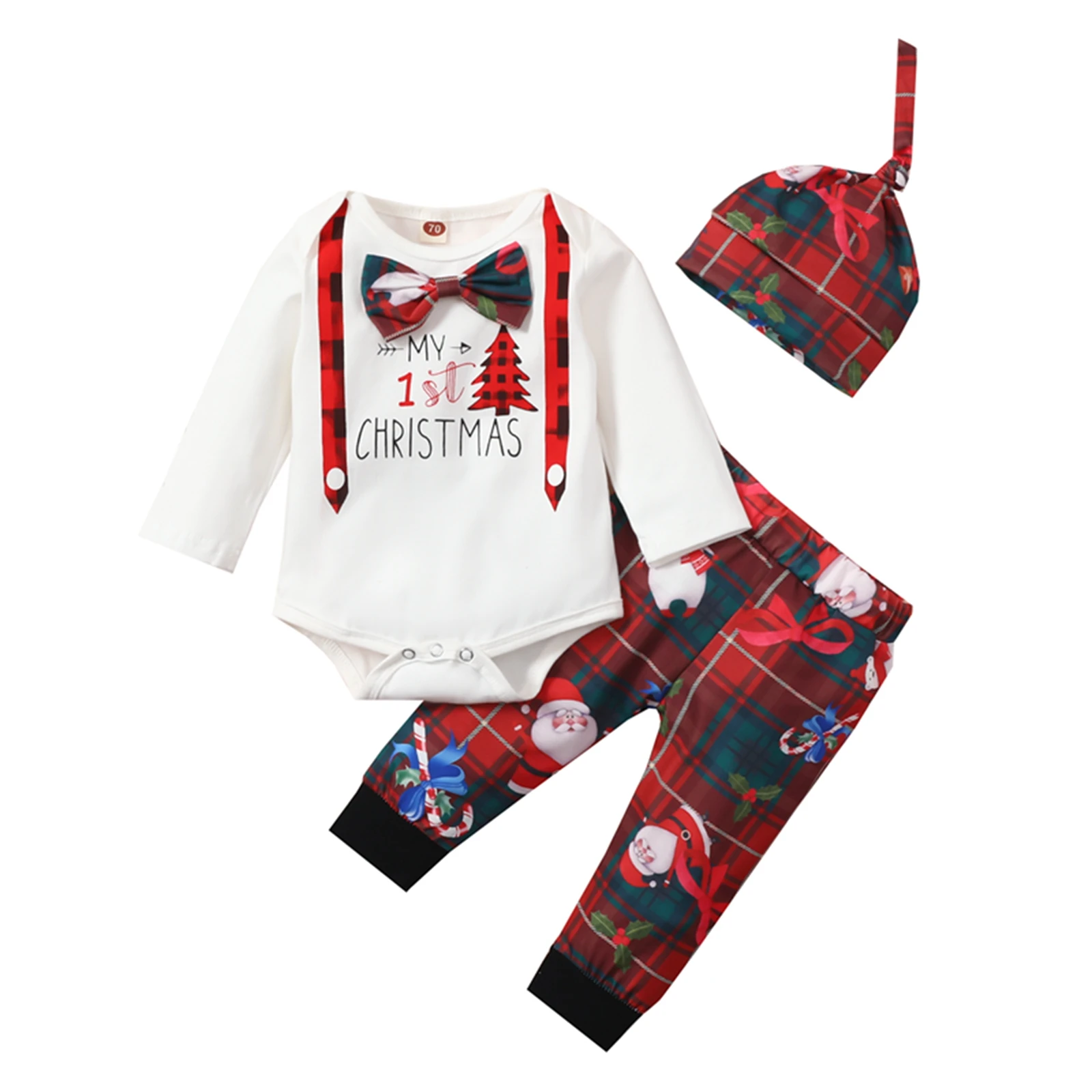 Three Piece Baby Girl Boy Clothes Cartoon Christmas Print Long Sleeve Romper and Trousers with Hat Autumn 2021
Three Piece Baby Girl Boy Clothes Cartoon Christmas Print Long Sleeve Romper and Trousers with Hat Autumn 2021