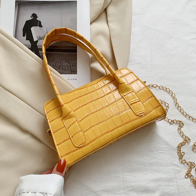Metal Chain Women Messenger Bags Crocodile Pattern Solid Color Ladies Tote Purse Handbags Ring Handle Female Crossbody Bags
Metal Chain Women Messenger Bags Crocodile Pattern Solid Color Ladies Tote Purse Handbags Ring Handle Female Crossbody Bags