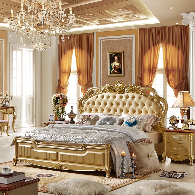 Фото Деревянная резная мебель для спальни в европейском стиле - купить