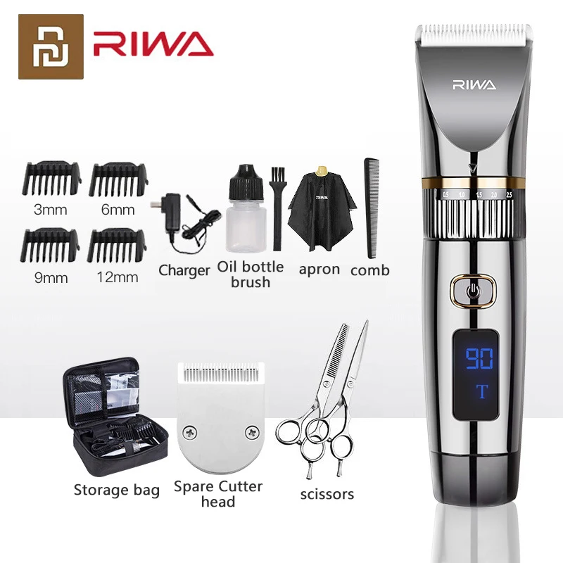 

Xiaomi RIWA Hair Clipper Trimmer With LED Washable Rechargeable Hair Clippers Professional Beard Trimmer Cutting Machine For Men