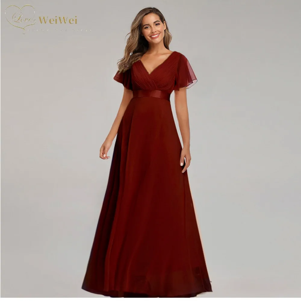Simple Plus Mother Of The Bride Dress V-Neck A-Line Short Flare Sleeve Ankle Length Sash Flutter Chiffon Robes De Soirée
Simple Plus Mother Of The Bride Dress V-Neck A-Line Short Flare Sleeve Ankle Length Sash Flutter Chiffon Robes De Soirée