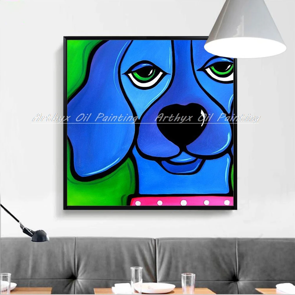 Arthyx ручная роспись мультфильм собака масляная Картина на холсте абстрактные
