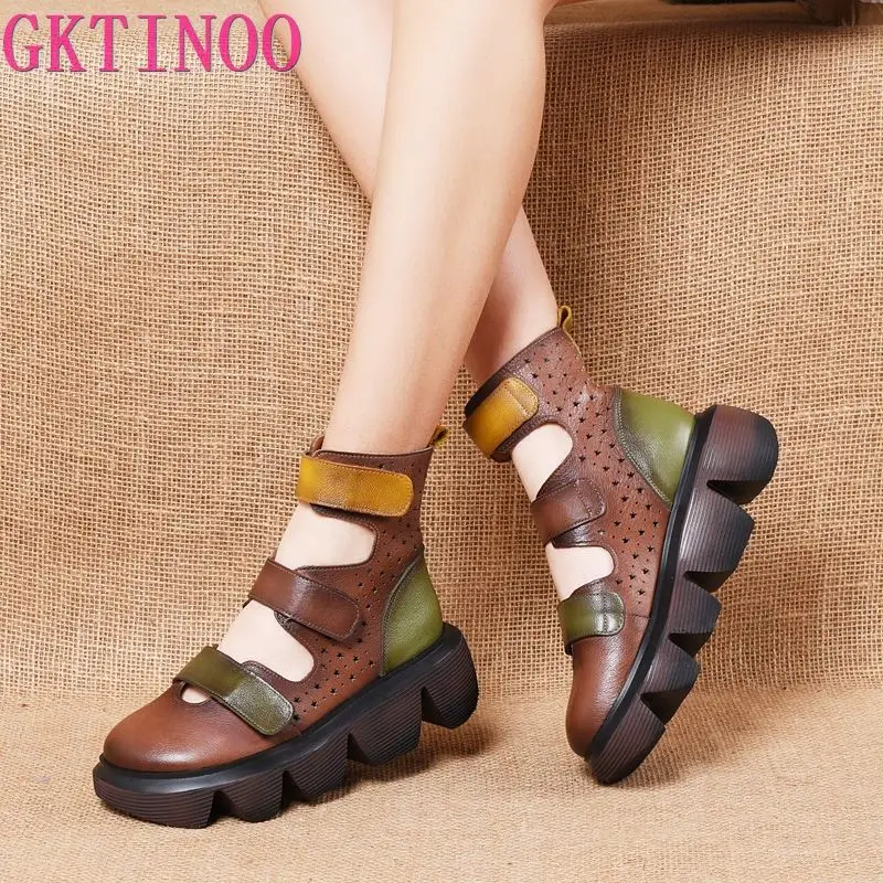 GKTINOO 2021 Summer Genuine Leather Flat Platform Sandals For Women Hollow Out Mixed Colors Breathable Round Toe Ladies Sandals
GKTINOO 2021 Summer Genuine Leather Flat Platform Sandals For Women Hollow Out Mixed Colors Breathable Round Toe Ladies Sandals