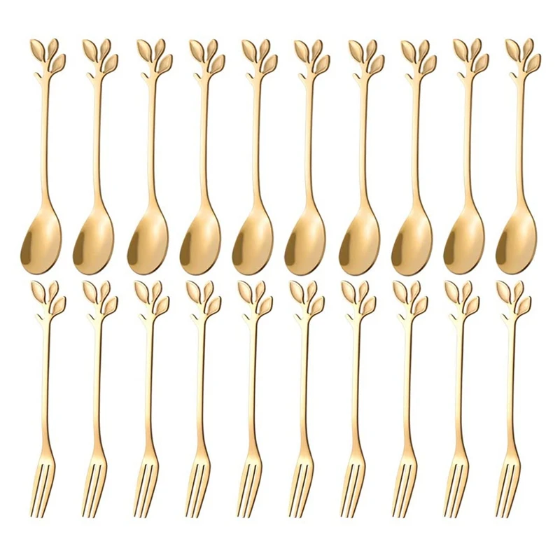 Dessert Spoon Fork Set,20 Pcs 4.7 Inch Cake Fork,Coffee Spoon,Creative Leaf Fruit Fork,(10 Spoon + 10 Fork)
Dessert Spoon Fork Set,20 Pcs 4.7 Inch Cake Fork,Coffee Spoon,Creative Leaf Fruit Fork,(10 Spoon + 10 Fork)