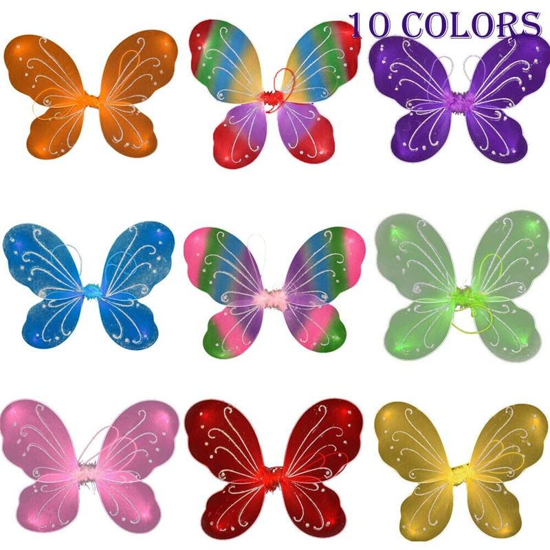 10 цветов Горячая Принцесса Детская Феи для девочек Бабочки Крылья маскарадный