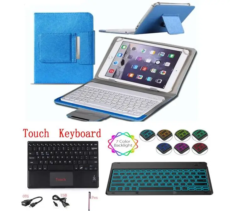 

Keyboard Case for Samsung Galaxy Tab A 8.0 2017 SM-T380 T385 T380 Tablet Backlit Touch Bluetooth Keyboard Stand Pu Cover + Pen