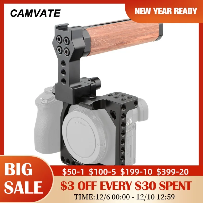 CAMVATE Camera Cage Rig With Top Wooden Handle For Sony A6000/A6300/A6400/A6500/A6600/Canon Powershot G Series(Less Than 71mm)
CAMVATE Camera Cage Rig With Top Wooden Handle For Sony A6000/A6300/A6400/A6500/A6600/Canon Powershot G Series(Less Than 71mm)