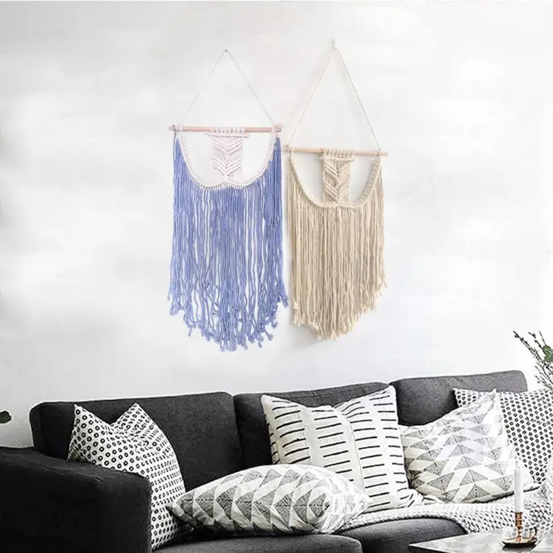 Macrame Wall Art Handmade Cotton Wall Hanging Tapestry with Lace Fabrics Bohemian Hanging Decoration Best Gift 69HC 
Macrame Wall Art Handmade Cotton Wall Hanging Tapestry with Lace Fabrics Bohemian Hanging Decoration Best Gift 69HC