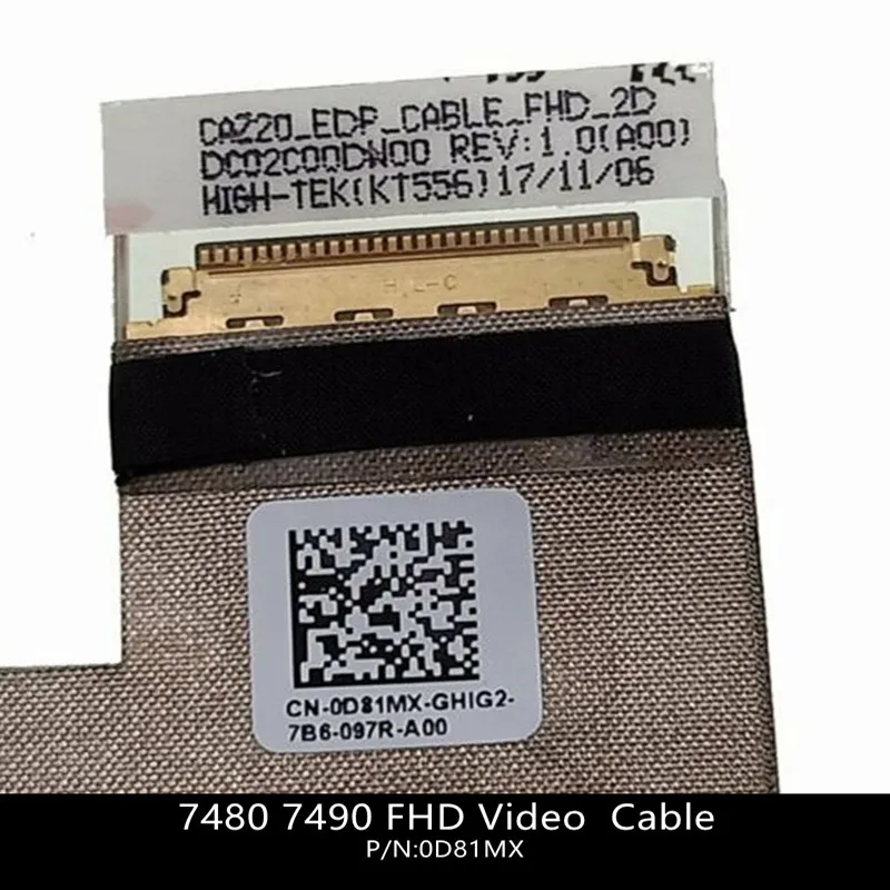 New For Dell Latitude 7480 7490 FHD 14" LCD Video Ribbon Cable - No TS - Norm Cam - D81MX 0D81MX DC02C00DW00 w/ 1 Year Warranty
New For Dell Latitude 7480 7490 FHD 14" LCD Video Ribbon Cable - No TS - Norm Cam - D81MX 0D81MX DC02C00DW00 w/ 1 Year Warranty