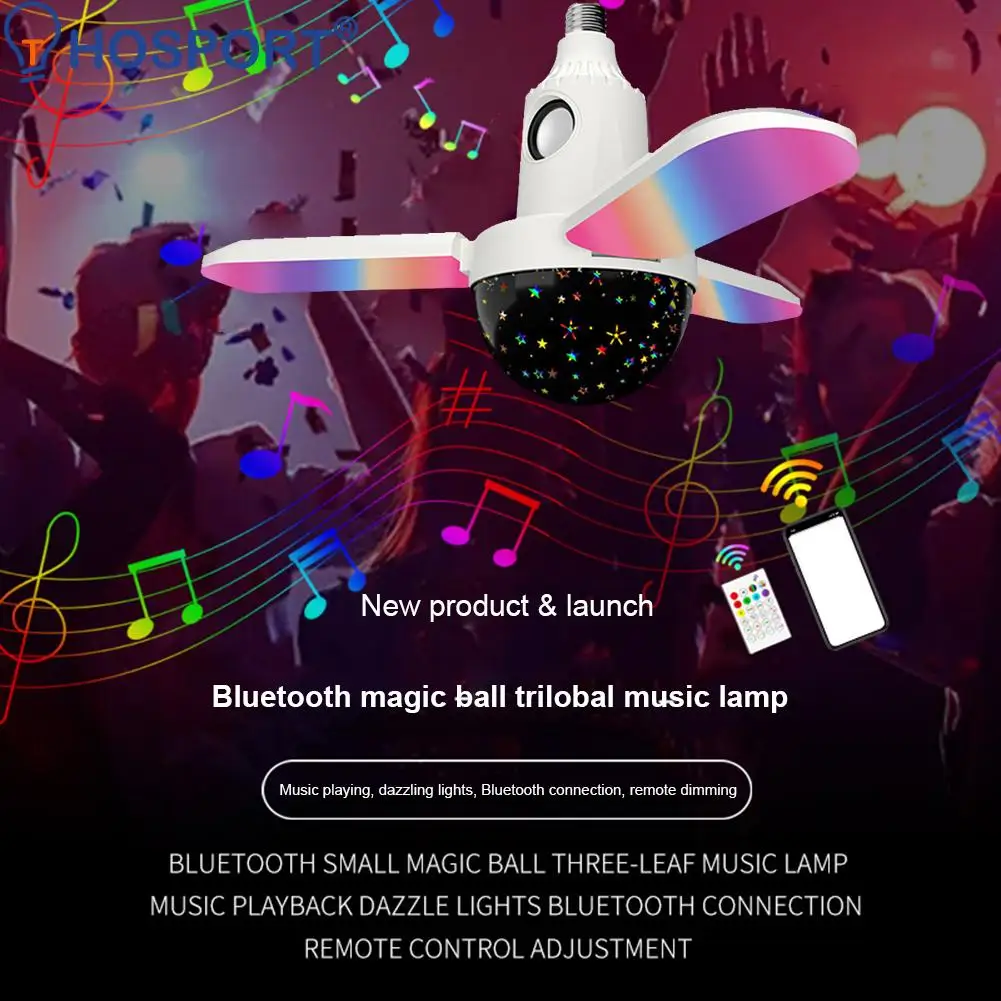 LED Music RGB Colorful Night Light Projector 40W E27 3-Leaf Foldable Ceiling Lamp Intelligent Audio Folding Bulb Lamp
LED Music RGB Colorful Night Light Projector 40W E27 3-Leaf Foldable Ceiling Lamp Intelligent Audio Folding Bulb Lamp