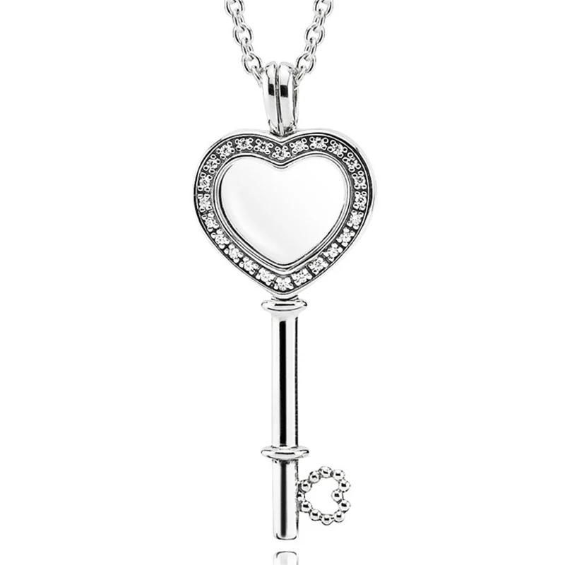 New 925 Sterling Silver Small Sparkling Heart Key With Crystal Floating Lockets Necklace For Popular Bead Charm DIY Jewelry
New 925 Sterling Silver Small Sparkling Heart Key With Crystal Floating Lockets Necklace For Popular Bead Charm DIY Jewelry
