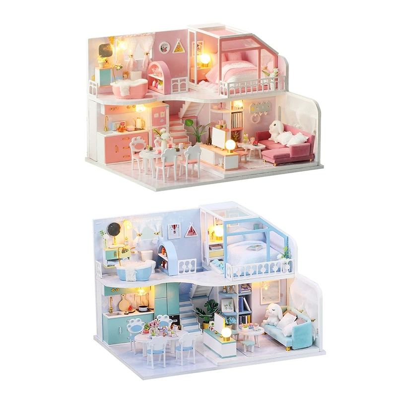 DIY Doll House Miniature 3D Wooden Dollhouses Set Furniture Kit with LED & Dust Cover Toys for Children Gift
DIY Doll House Miniature 3D Wooden Dollhouses Set Furniture Kit with LED & Dust Cover Toys for Children Gift