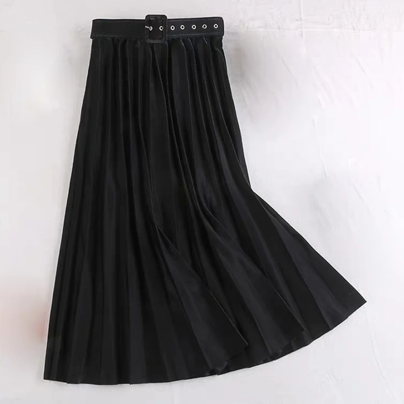 High Waist Womens Pleated Skirts With Belted 2021 Spring Autumn Elegant Office Female Midi Long Skirt Vintage Jupe Longue Femme
High Waist Womens Pleated Skirts With Belted 2021 Spring Autumn Elegant Office Female Midi Long Skirt Vintage Jupe Longue Femme