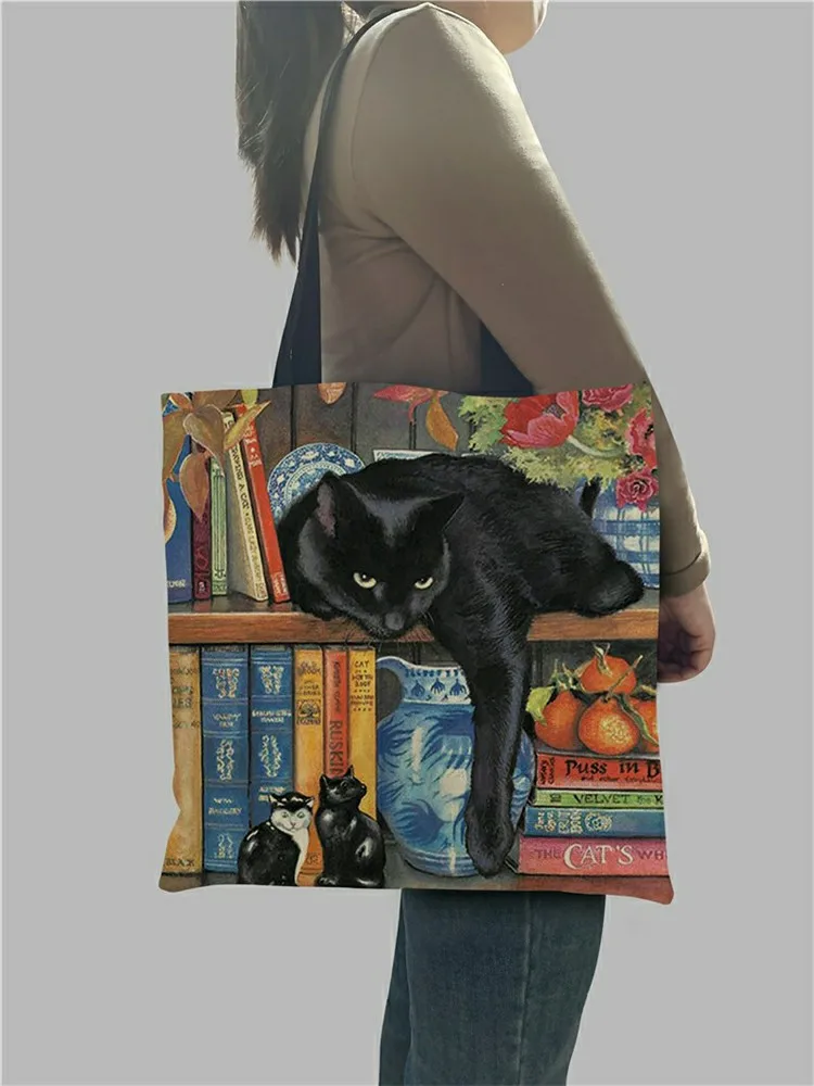 Customize Oil Painting Cat Print Womens Designer Tote Bags Linen Reusable Shopping Bag For Groceries Shoulder Bags for Lady 2021
Customize Oil Painting Cat Print Womens Designer Tote Bags Linen Reusable Shopping Bag For Groceries Shoulder Bags for Lady 2021