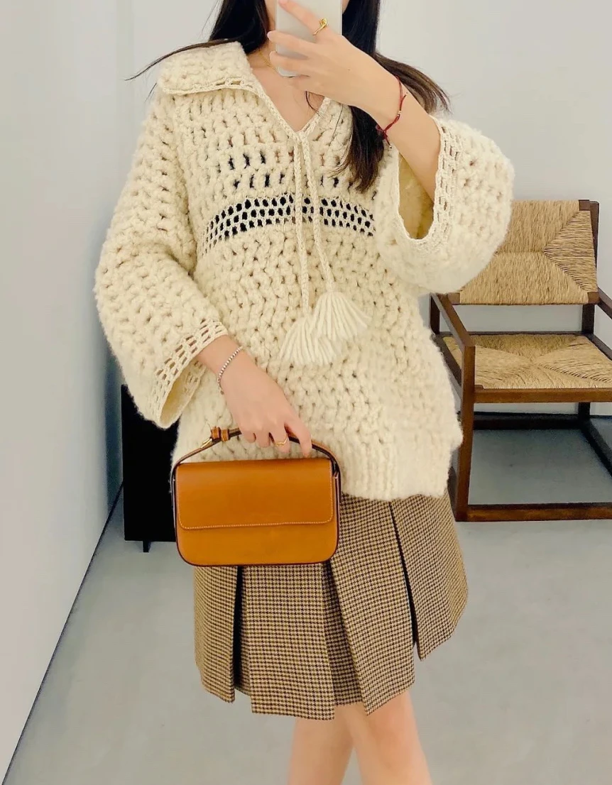 Designer Clothes High Quality Women Fashion Hollow Out Crochet Soft Comfortable Loose Pullover Sweater
Designer Clothes High Quality Women Fashion Hollow Out Crochet Soft Comfortable Loose Pullover Sweater
