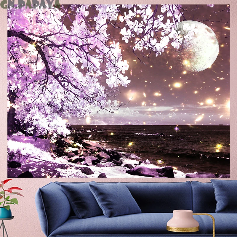 Cherry blossoms landscape tapestry Scenic romantic Wall Hanging farmhouse decor hippie 3d moon pink goblen Polyester Yoga mat
Cherry blossoms landscape tapestry Scenic romantic Wall Hanging farmhouse decor hippie 3d moon pink goblen Polyester Yoga mat