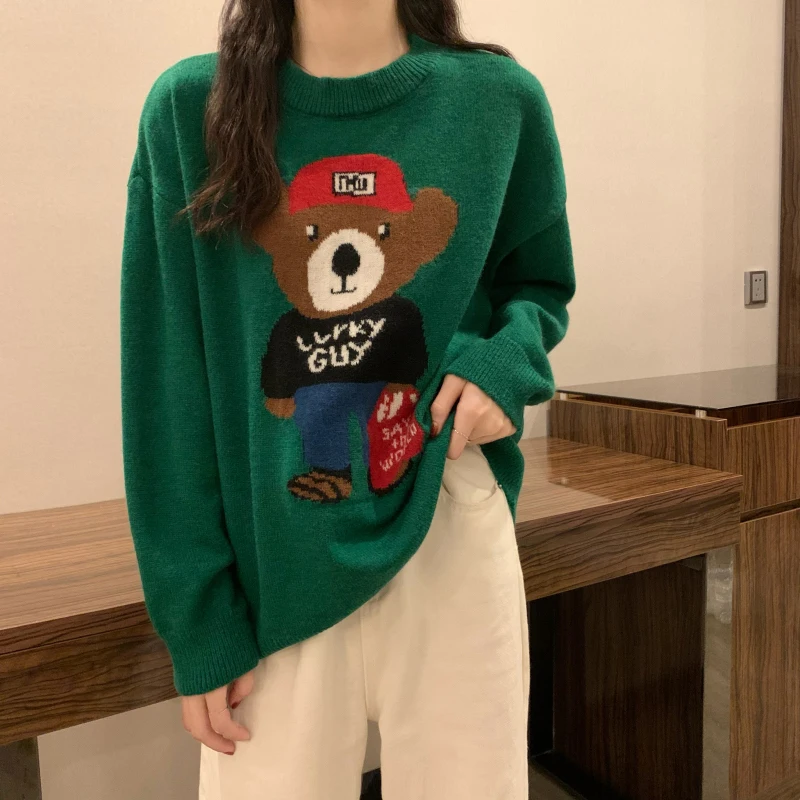 Korea Fashion O-Neck Women's Sweater Bear Loose Pullover Long Sleeve Knit Jacket Autumn Winter 2022 New Pullover Casual Female
Korea Fashion O-Neck Women's Sweater Bear Loose Pullover Long Sleeve Knit Jacket Autumn Winter 2022 New Pullover Casual Female
