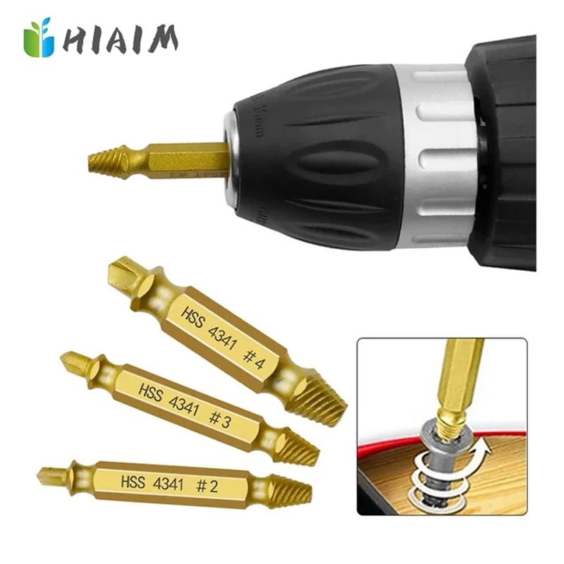 HIAIM 5pcs 4341 Titanium Screw Extractor Set Drill Bits Easy Out Guide Broken Damag Screws Bolt Remover Power Tool Accessories A
HIAIM 5pcs 4341 Titanium Screw Extractor Set Drill Bits Easy Out Guide Broken Damag Screws Bolt Remover Power Tool Accessories A