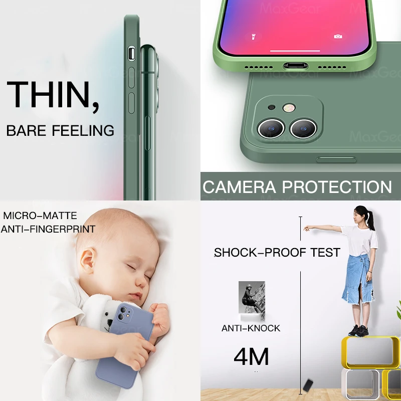 Классический квадратный мягкий чехол из жидкого силикона для iPhone 11 Pro X XR XS Max SE 2020 7