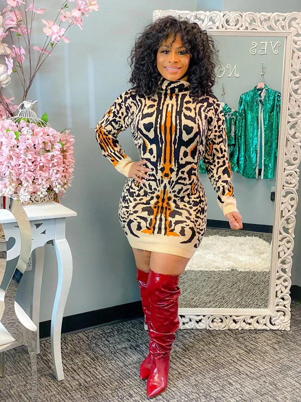Kalenmos 2021 Autumn Woman Dress High-neck Slim Sexy Thick Skinny Leopard Print Pattern Knitted Fashionable Dresses Women
Kalenmos 2021 Autumn Woman Dress High-neck Slim Sexy Thick Skinny Leopard Print Pattern Knitted Fashionable Dresses Women