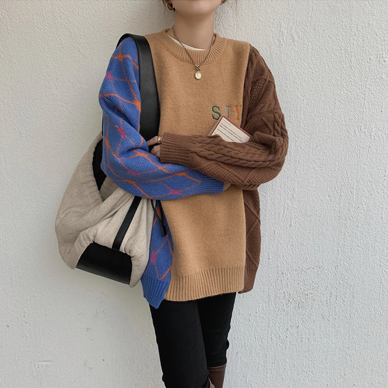 3 Color Sweater Female Spring 2021 Korean Vintage Women Sweater Splicing Twist Knit Top Fashion Loose Thick Jumper Mujer
3 Color Sweater Female Spring 2021 Korean Vintage Women Sweater Splicing Twist Knit Top Fashion Loose Thick Jumper Mujer
