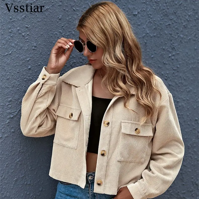 Vsstiar New Vintage Jacket Single Breasted Turn Down Collar Outwear Coat Fashion Streetwear Casual Women Warm Winter Crop Top
Vsstiar New Vintage Jacket Single Breasted Turn Down Collar Outwear Coat Fashion Streetwear Casual Women Warm Winter Crop Top