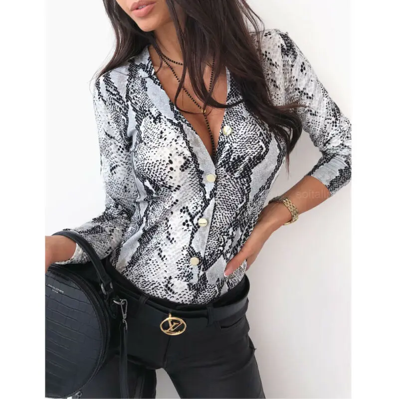 Women Snakeskin Leopard Printed Shirts Ladies Kimono Tops Blouse Long Sleeve Turn Down Collar Elegant Ladies Casual Blouses
Women Snakeskin Leopard Printed Shirts Ladies Kimono Tops Blouse Long Sleeve Turn Down Collar Elegant Ladies Casual Blouses