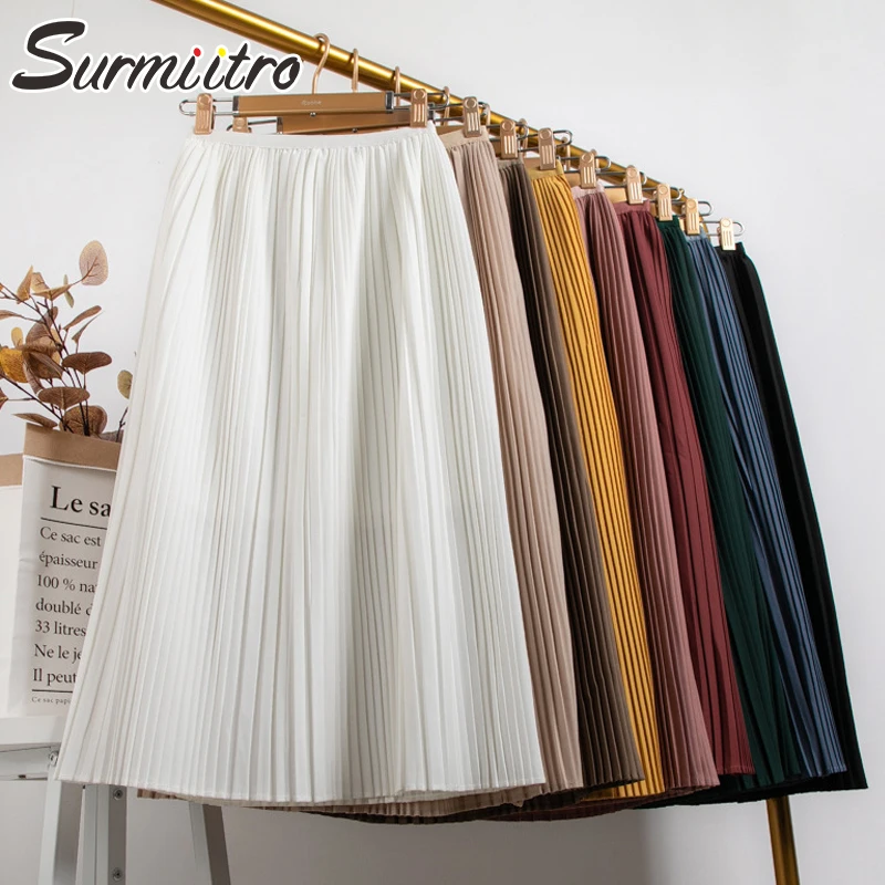 SURMIITRO 2022 Trend Spring Summer Women Korean Fashion Elegant Black Aesthetic High Waist Midi Pleated Suit Skirt Female 350g
SURMIITRO 2022 Trend Spring Summer Women Korean Fashion Elegant Black Aesthetic High Waist Midi Pleated Suit Skirt Female 350g