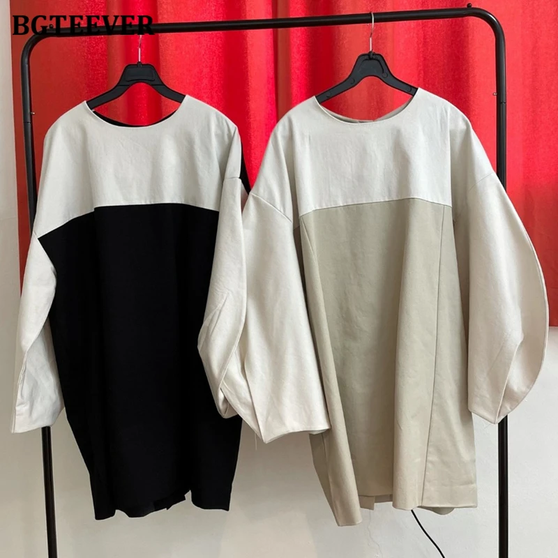 BGTEEVER Casual Chic O-neck Patchwork Women Dress Full Sleeve Loose Oversized Female Short Dress Ladies Vestidos 2021 Summer
BGTEEVER Casual Chic O-neck Patchwork Women Dress Full Sleeve Loose Oversized Female Short Dress Ladies Vestidos 2021 Summer