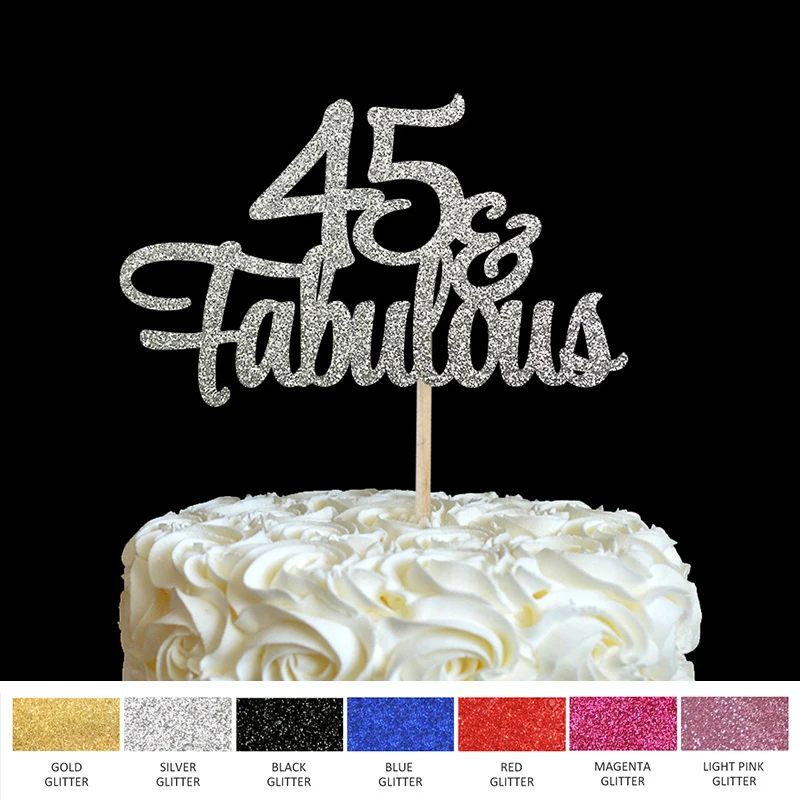 45 Birthday Cake Topper- 45 & Fabulous Cake Topper 45th Party Cake,Gold Glitter Script Decoration
45 Birthday Cake Topper- 45 & Fabulous Cake Topper 45th Party Cake,Gold Glitter Script Decoration