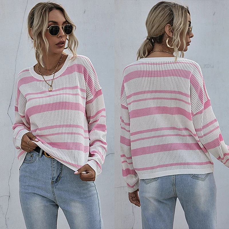 2021 Autumn Long Sleeve Striped Crew Neck Knitted Sweater Women's Thin Slim Women's Wear New Fashion Dresses For Women Casual
2021 Autumn Long Sleeve Striped Crew Neck Knitted Sweater Women's Thin Slim Women's Wear New Fashion Dresses For Women Casual