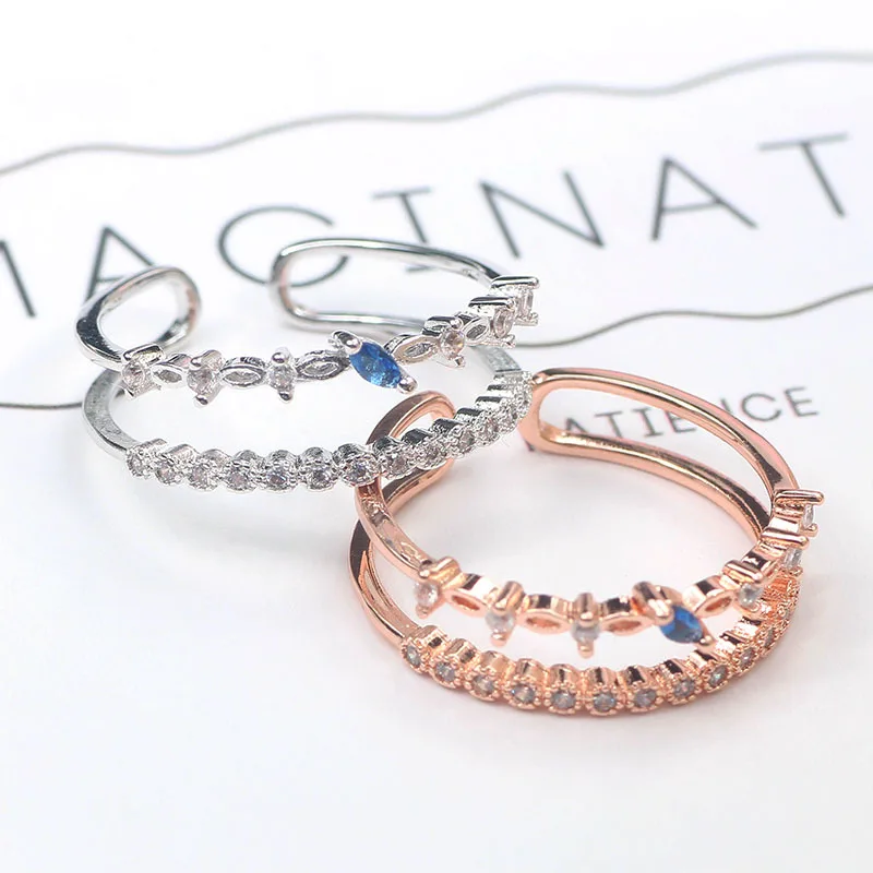 Korean version of simple zircon color retention ring temperament double open ring wild ring female
Korean version of simple zircon color retention ring temperament double open ring wild ring female