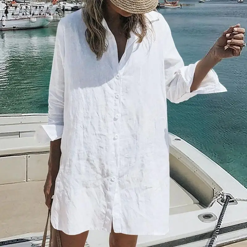 ZANZEA Autumn Women Shirt Dress Fashion Spring Long Sleeve Lapel Neck Mini Sundress Solid Party Vestidos Female Casual Dresses
ZANZEA Autumn Women Shirt Dress Fashion Spring Long Sleeve Lapel Neck Mini Sundress Solid Party Vestidos Female Casual Dresses