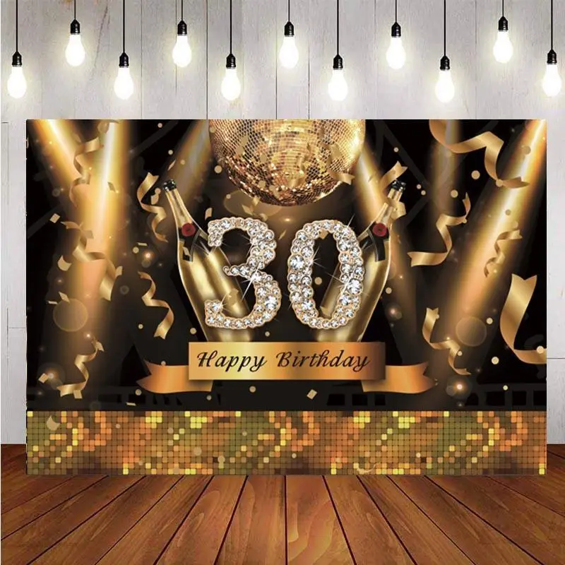 30th Photography Backdrop Gold Light Champagner Happy Birthday Papty Photo Studio Background Decor Banner Prop 
30th Photography Backdrop Gold Light Champagner Happy Birthday Papty Photo Studio Background Decor Banner Prop