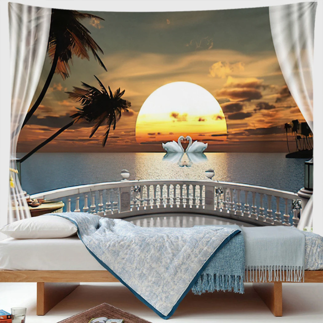 Natural Landscape Tapestry Beach Seaside Window Sunset Palm Tree Modern Art Wall Hanging Boho Home Decor Picnic Mat Carpet Gifts
Natural Landscape Tapestry Beach Seaside Window Sunset Palm Tree Modern Art Wall Hanging Boho Home Decor Picnic Mat Carpet Gifts