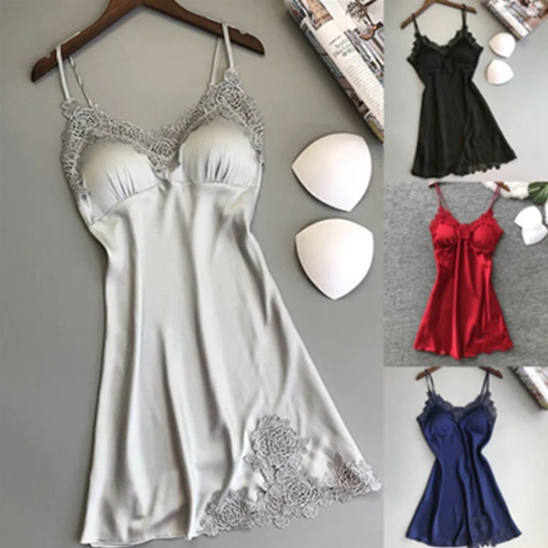 Sexy Ladies Night Dress Silk Sleepwear Satin Nightgown V-neck Slip Nighties Summer Lace Night Gown Lingerie For Women
Sexy Ladies Night Dress Silk Sleepwear Satin Nightgown V-neck Slip Nighties Summer Lace Night Gown Lingerie For Women