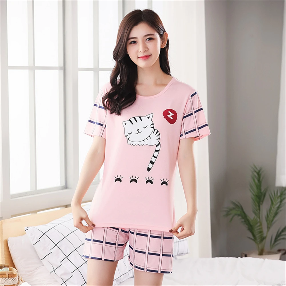 Summer Women Pajamas Set Summer Sleep Wear Set Cute Short Sleeve Pajamas Suit Shorts Nightwear Cotton Long Tailed Cat 2XL
Summer Women Pajamas Set Summer Sleep Wear Set Cute Short Sleeve Pajamas Suit Shorts Nightwear Cotton Long Tailed Cat 2XL