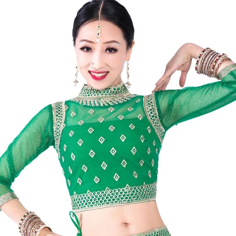Indian Dance Clothing Women Long Sleeve Rhinestone Embroidery Multicolor Gauze Tops Saree Shirt Belly Dance Clothing
Indian Dance Clothing Women Long Sleeve Rhinestone Embroidery Multicolor Gauze Tops Saree Shirt Belly Dance Clothing
