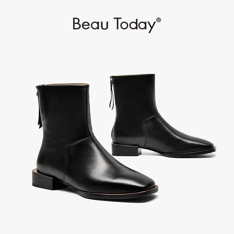 BeauToday Ankle Boots Women Calfskin Leather Square Toe Back Zipper Closure Ladies Flat Heel Shoes Handmade 03129
BeauToday Ankle Boots Women Calfskin Leather Square Toe Back Zipper Closure Ladies Flat Heel Shoes Handmade 03129