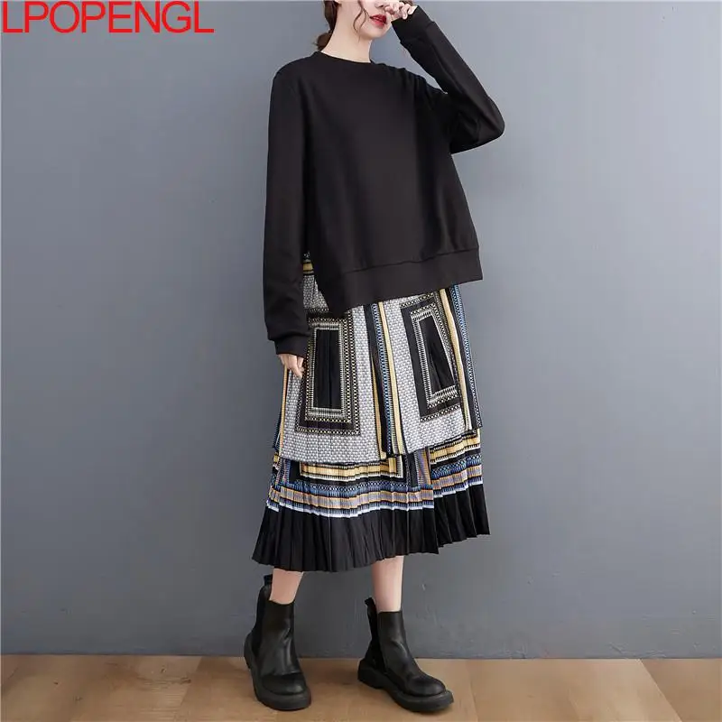 Women's Dress 2022 Spring Fresh Casual Minority Patchwork Dress Printed Chiffon Pleated Fake Two Piece Loose Long Fashion Dress
Women's Dress 2022 Spring Fresh Casual Minority Patchwork Dress Printed Chiffon Pleated Fake Two Piece Loose Long Fashion Dress