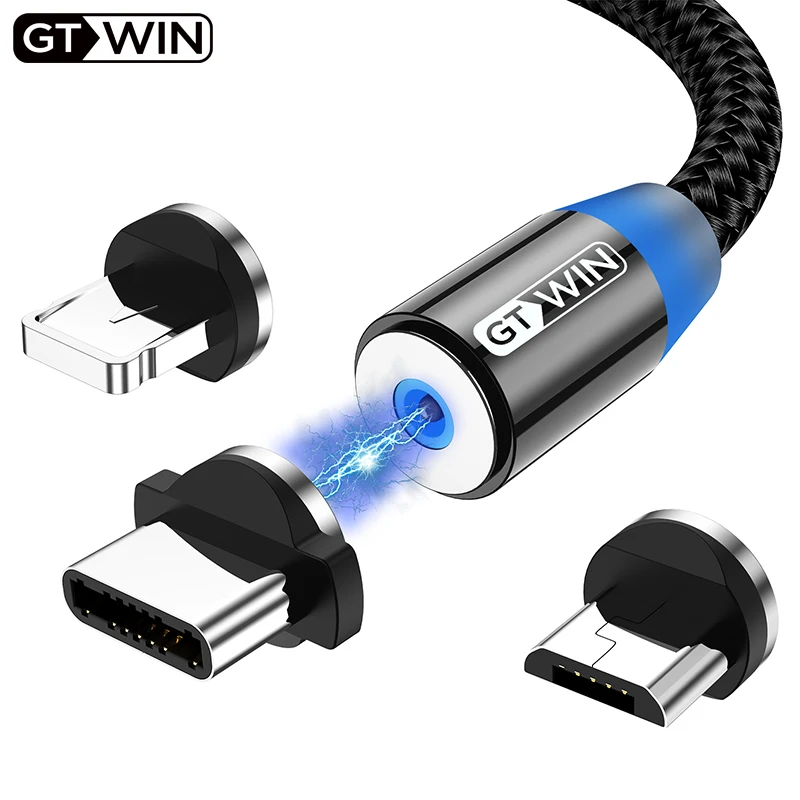 Магнитный USB-кабель GTWIN для IPhone Xiaomi Samsung зарядный кабель Micro USB Type-C телефона быстрое