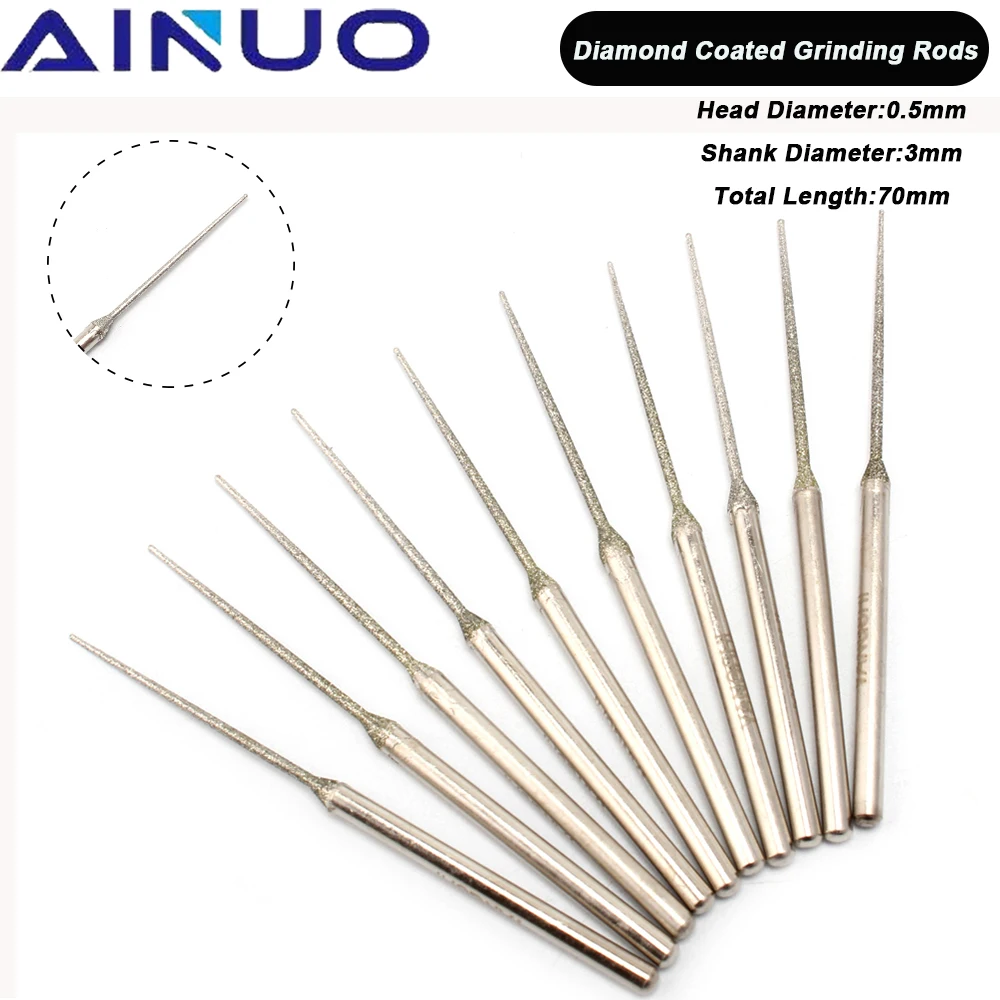 10Pcs Diamond Needle Burrs Rotary Point Sharp Rods Bur Bit Needle Carving Punch Drilling Sharp Grind Head 3mm Shank 70MM Length
10Pcs Diamond Needle Burrs Rotary Point Sharp Rods Bur Bit Needle Carving Punch Drilling Sharp Grind Head 3mm Shank 70MM Length
